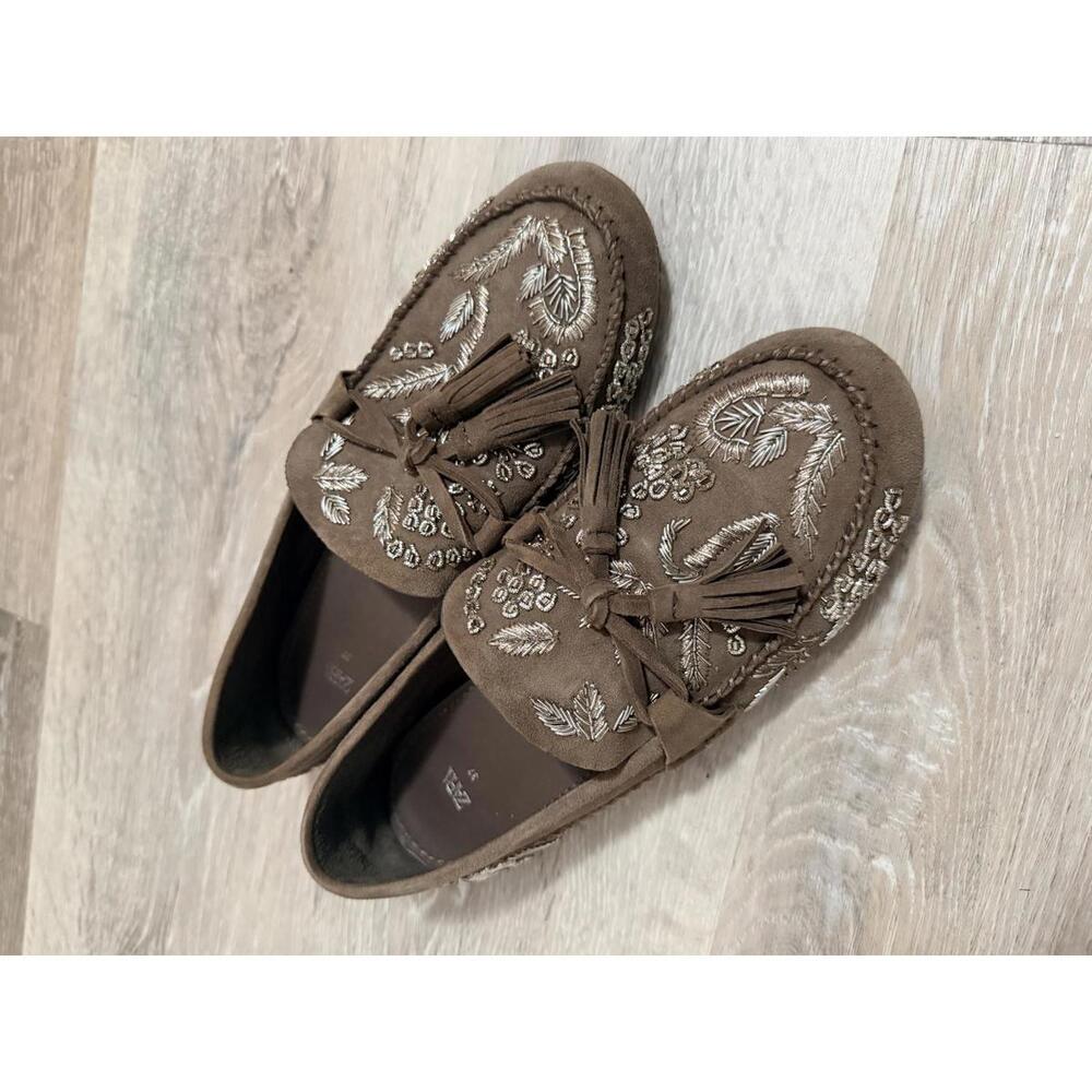 Zara Embroidered Loafers Olive Green 37 - Picture 5 of 7